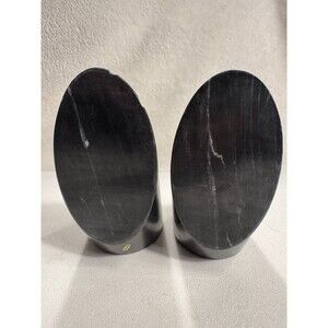 Black Marble Stone Wedge Bookends Modern Minimalist Decor Set of 2